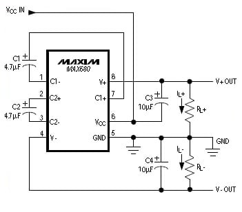 Monolithic charge-pump voltage converter MAX680 Monolithic charge-pump voltage converter MAX680